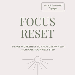 Overwhelmed Worksheet Printable | Brain Dump & Priorities | 5-Minute Focus Reset | Next Step Planner | A4 PDF + US LETTER
