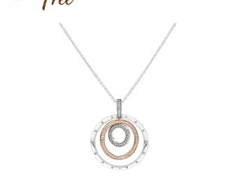 Schmuck Damen-Collier Silber Kette Zweifarbige Kreise, 925 sterlingzilveren kettingen, past op Europese armbanden en kettingen