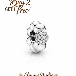 Elemento espaciador con cuentas de plata con circonitas cúbicas pavé, dije de plata de ley 925, compatible con pulseras y collares europeos.