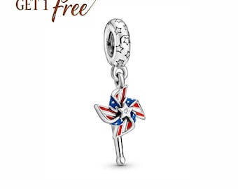American Pinwheel Dangle Charm S925 Ale, past op Europese armbanden en kettingen, beste cadeau