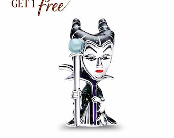 Handgemaakte schurken maleficent bedel met zakje sterlingzilver
