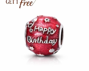 Happy Birthday To You-bedel S925 Ale,925 sterlingzilveren bedel,past bij Europese armbanden en kettingen