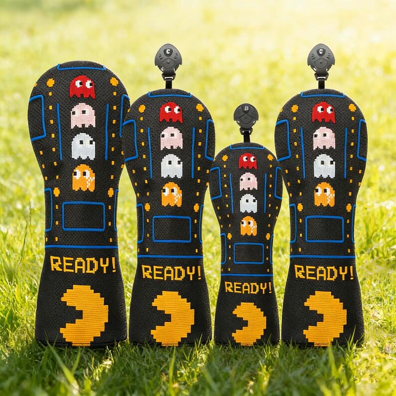 Taylormade Pacman Retro Arcade Pac-man Golf Headcovers Set Pixel Ghost PU Leather Driver ...