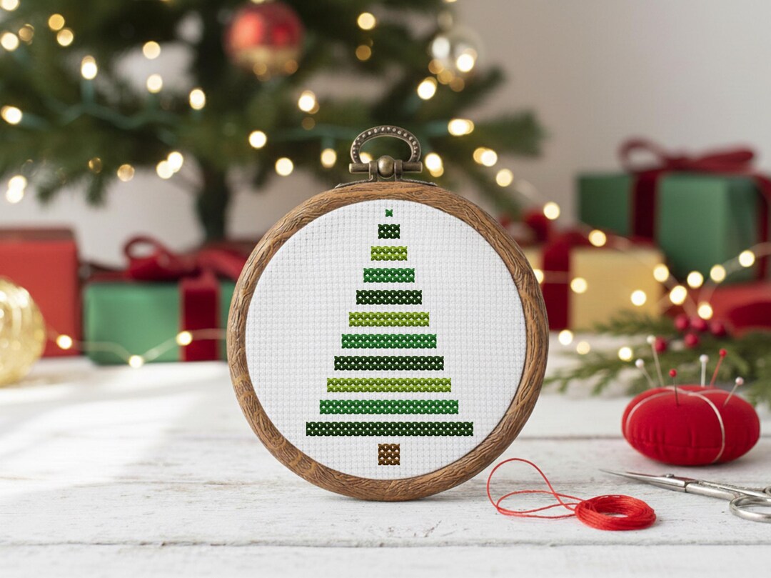 Crossmas Tree Modern Christmas Tree Cross Stitch Pattern | Beginner Holiday Project ...