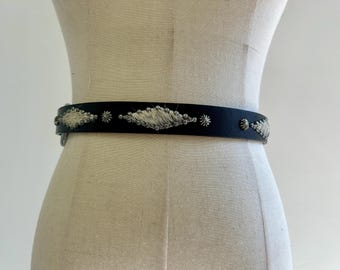 Calvin Klein Jeans Belt Black Leather Silver Studded Western Boho Retro VTG Calvin Klein belt black brown leather Silver studs  main image 2