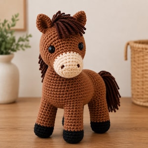Schema per cavallo all'uncinetto in PDF / Schema per cavallo amigurumi / Schema per giocattolo all'uncinetto per principianti / Tutorial per cavallo di peluche all'uncinetto / Download immediato