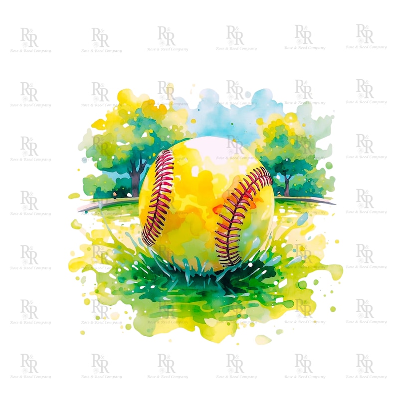 Softball Watercolor PNG Clipart | Instant Download - Etsy