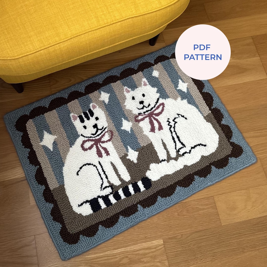Punch Needle Pattern PDF Magic Cats Rug | Large 70x50 Cm Rug Design ...
