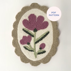 Punch Needle Pattern PDF Vintage flowers | Mini punch needle rug | Instant Download | 16x22 cm