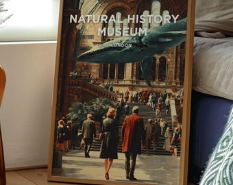 Natural History Museum Print | London Travel Poster, UK Wall Art
