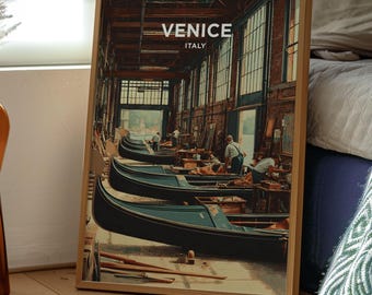 Venice Canal Gondola Art Print | Italy Travel Poster | Europe Wall Art