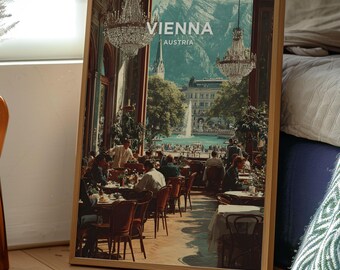 Austria Travel Poster | Vienna Cafe Art Print