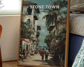 Stone Town Tanzania Travel Print | Africa City Art Poster
