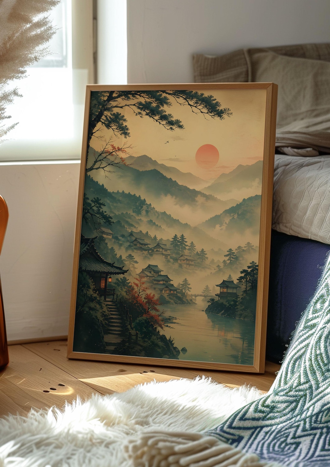 Japan Poster | Japanese Landscape Wall Art | Tranquil Mountain | Retro ...