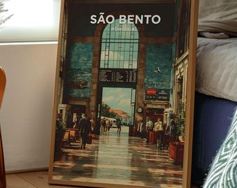 Sao Bento Station | Porto Portugal Travel Poster | Europe Wall Art