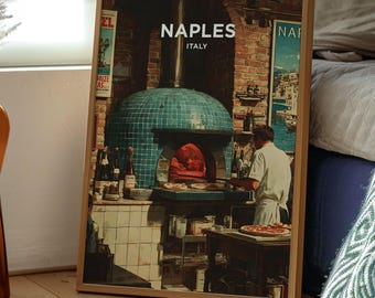 Naples Italy Travel Poster | Pizza Shop Art Print