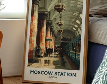 Moscow Station Art Poster | Russia Travel Print