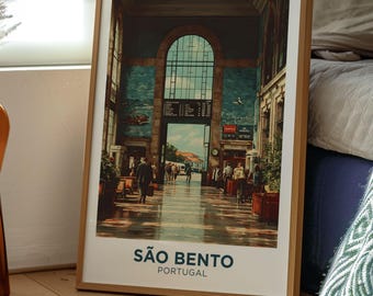 Sao Bento Station | Porto Portugal Travel Poster | Europe Art Print