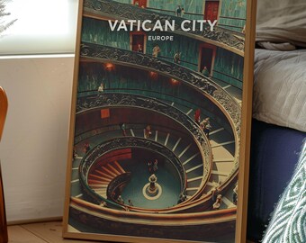 Vatican City Travel Poster | Italy Wall Art Print | Scala Elicoidale Momo