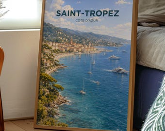 Saint Tropez Poster | Cote d'Azur Wall Art | France Poster | French Riviera | Travel Print