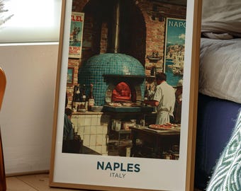 Naples Italy Travel Poster | Pizza Art Print