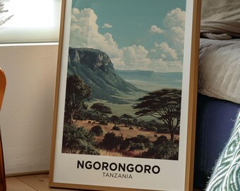 Ngorongoro Crater Tanzania Travel Print | Africa City Art Poster