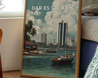 Dar Es Salaam Print | Tanzania River Travel Poster, Africa City Art