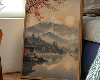 Japan Poster | Japanese Landscape Wall Art | Mount Fuji | Retro Print