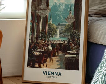 Austria Travel Poster | Vienna Cafe Art Print