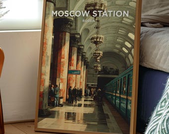 Moscow Station Art Print | Russia Travel Poster