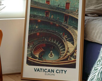 Vatican City Travel Print | Italy Poster | Scala Elicoidale Momo Wall Art