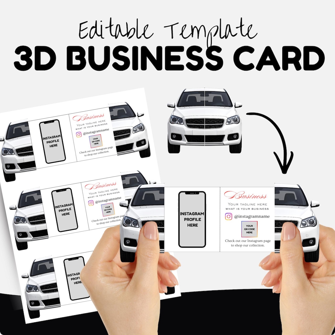 3D Car Business Card Template | Car Design - Etsy