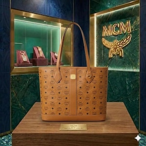Handmade MCM New Liz Leather Tote Bag Designer Monogram Shoulder Handbag Everyday Office Purse