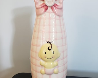Pink Plaid Baby Vase