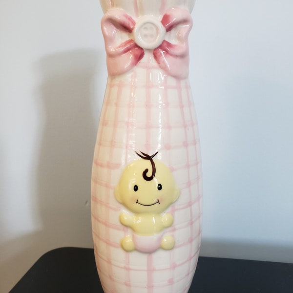 Pink Plaid Baby Vase