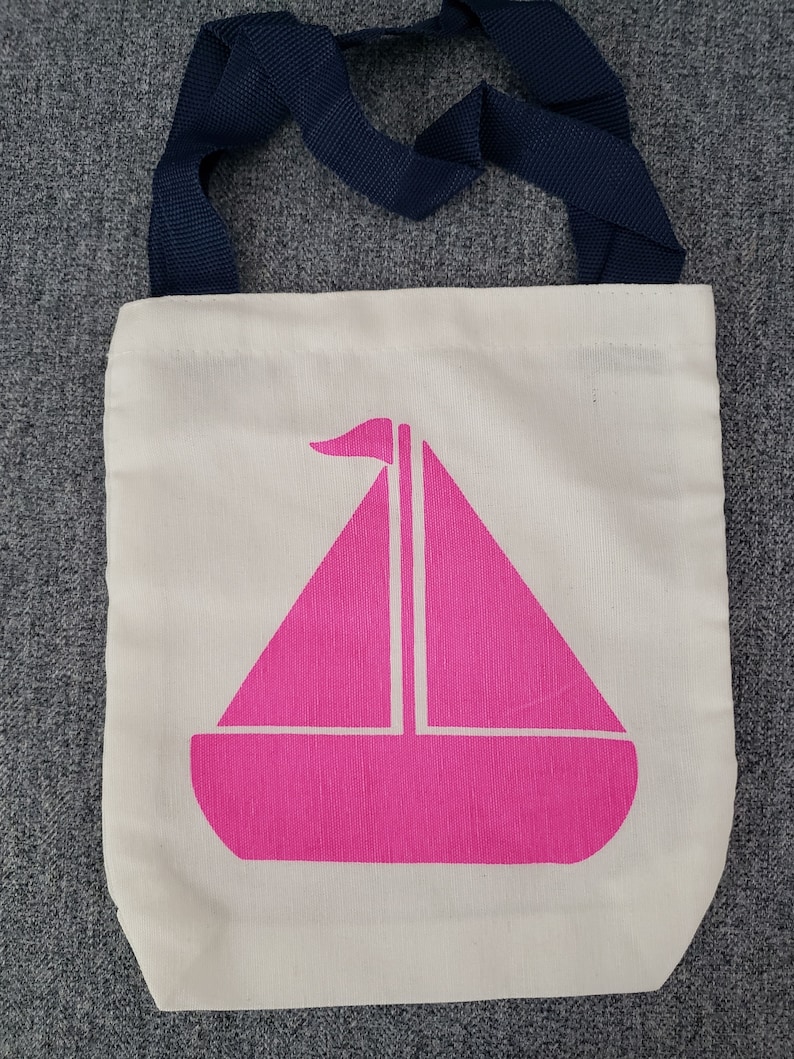 Nautical Canvas Bag Pink Sailboat