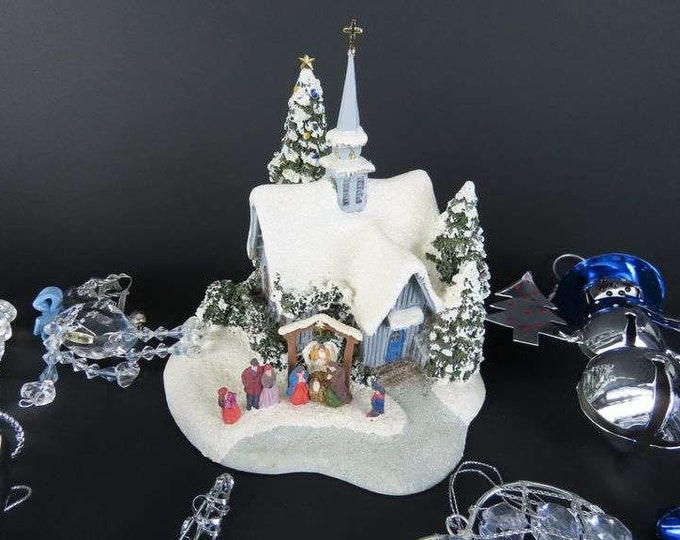Thomas Kinkade A Village Christmas Church Nativity Teleflora Etsy