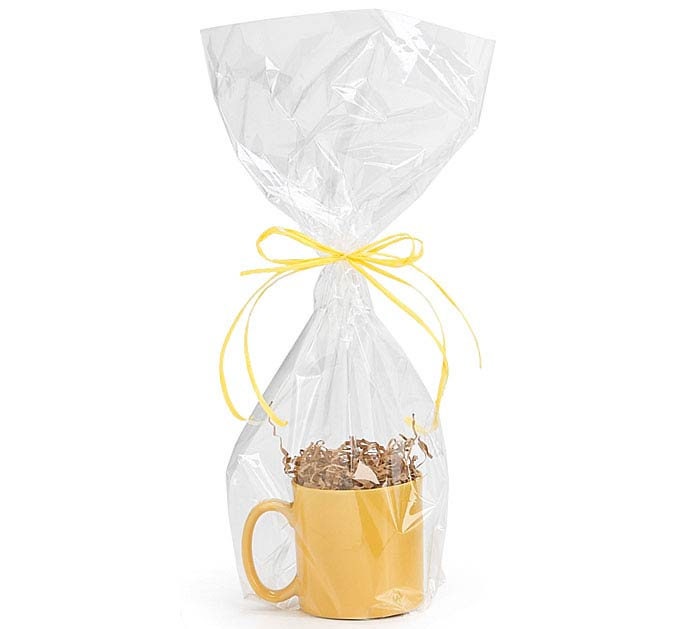 Pack of 100, 6 x 3.25 x 13.5 Gold Stars Classic Print Cello Bags 1.2 Mil 8 Cups Made in USA