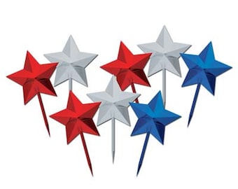 Metallic Star Picks - Pack of 8