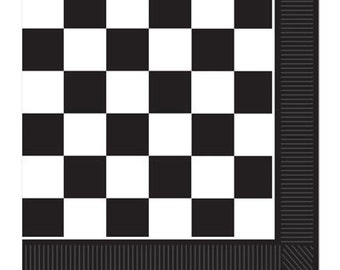 Black and White Checker Napkins or Plates