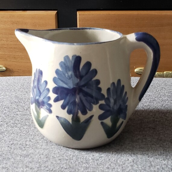 Lousville Stoneware Blue Flower Ceramic Pitcher Il_570xn