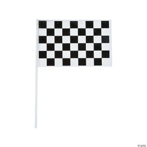 SIX Black and White Checkered Flags - 4" x 6"