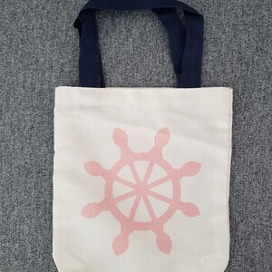 Nautical Canvas Bag Pink Ships Wheel