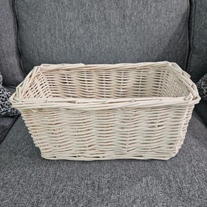 White Washed Rectangular Basket