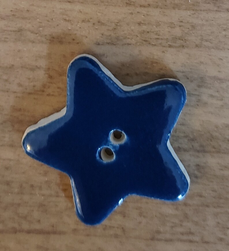 blue ceramic star button