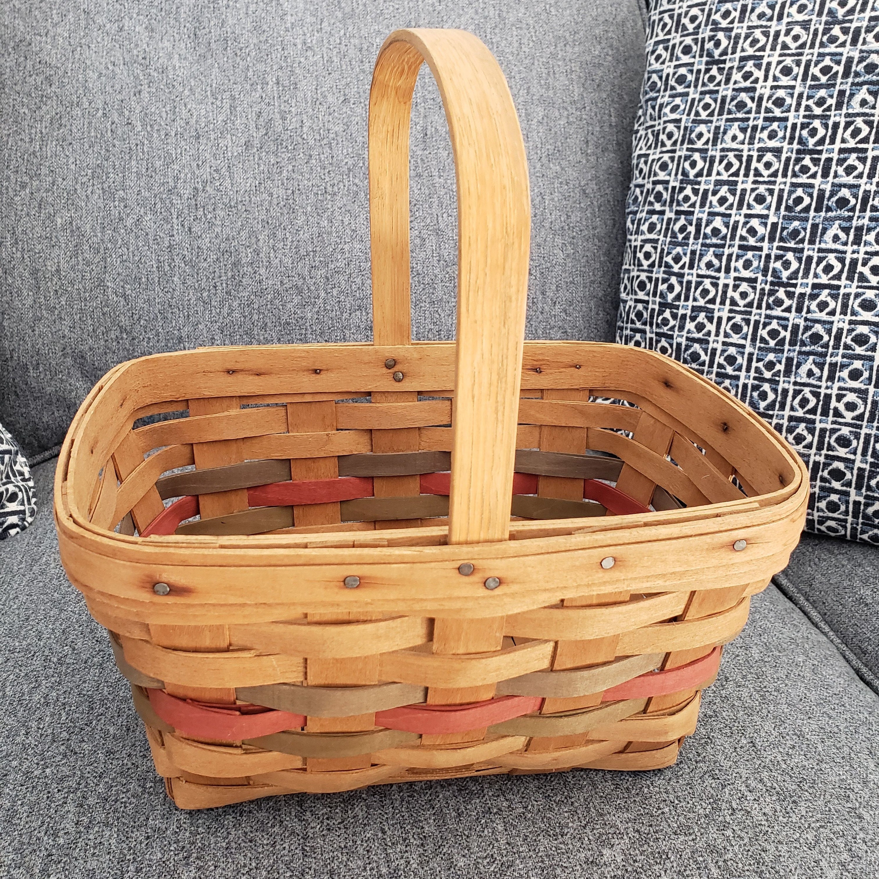 Vintage Longaberger 1988 2 Swing Handles Picnic Basket 14