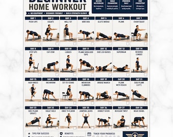 Sfida di calisthenics militare di 28 giorni, programma di allenamento a corpo libero, poster di fitness bootcamp in PDF