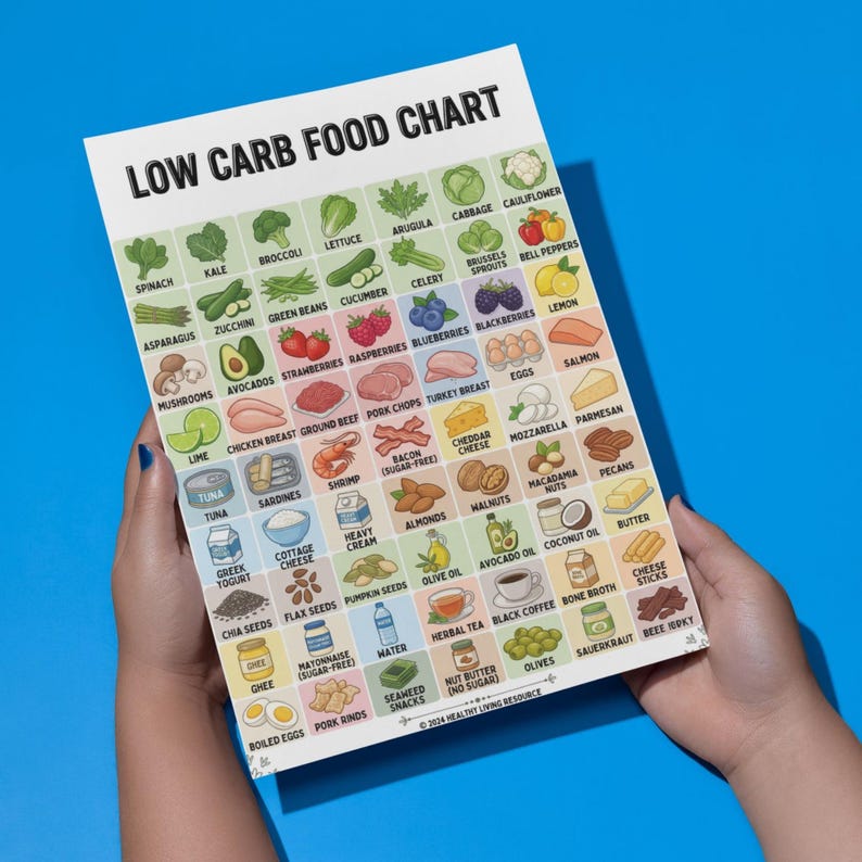 Low Carb Food List Printable, 63 Keto-Friendly Foods with Pictures, Low Carb Food Chart, Keto Grocery List PDF, Low Carb Diet Foods Poster image 6