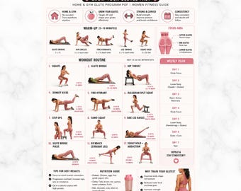 Booty Workout Plan | Grow Your Glutes Fast | Home & Gym Glute Program PDF | Women Fitness Guide