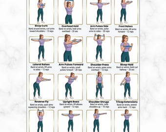 Mini Band Upper Body Workout Printable PDF, Resistance Band Arm Exercises Chart, Home Fitness Routine Poster Workout Plan